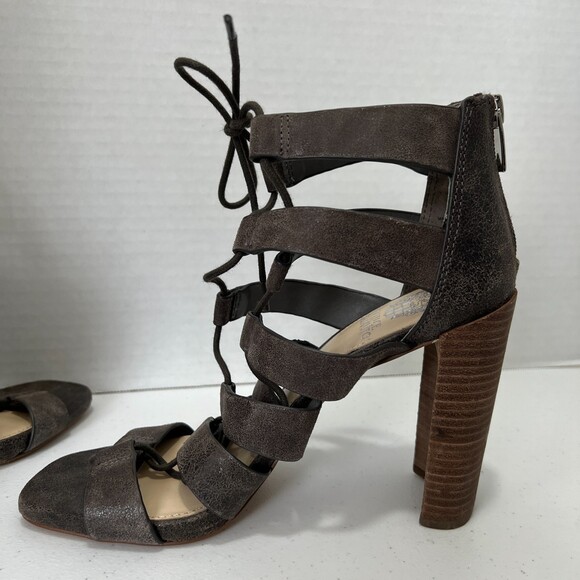 Vince Camuto Phandras Stacked Heel Sandal Heels Dark Taupe Women's 8 M - Picture 8 of 10